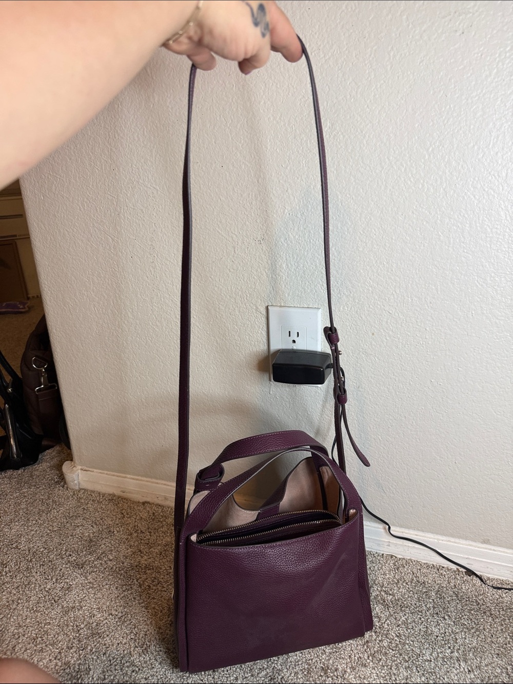 kate spade Plum Pebbled Leather Shoulder Bag/crossbody - Picture 11 of 11
